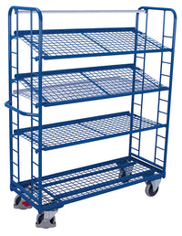 VARIOfit Etagenwagen mit vier Drahtgitterböden, Baukasten-System, EasySTOP