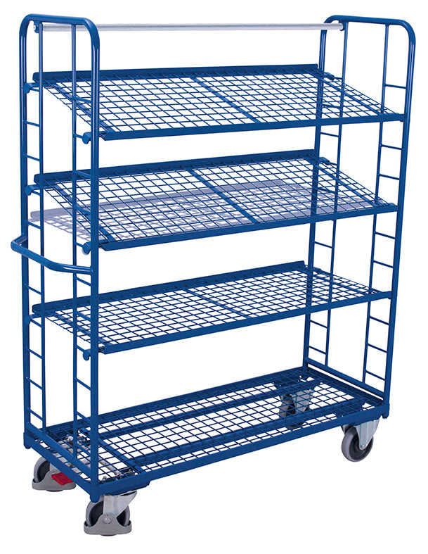 VARIOfit Etagenwagen mit vier Drahtgitterböden, Baukasten-System, EasySTOP