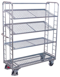 VARIOfit Etagenwagen mit vier Drahtgitterböden, verzinkt, Baukasten-System, EasySTOP