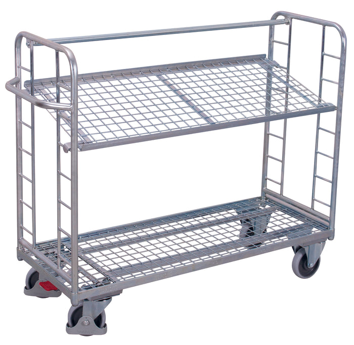 VARIOfit Etagenwagen mit zwei Drahtgitterböden, verzinkt, Baukasten-System, EasySTOP