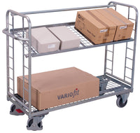 VARIOfit Etagenwagen mit zwei Drahtgitterböden, verzinkt, Baukasten-System, EasySTOP
