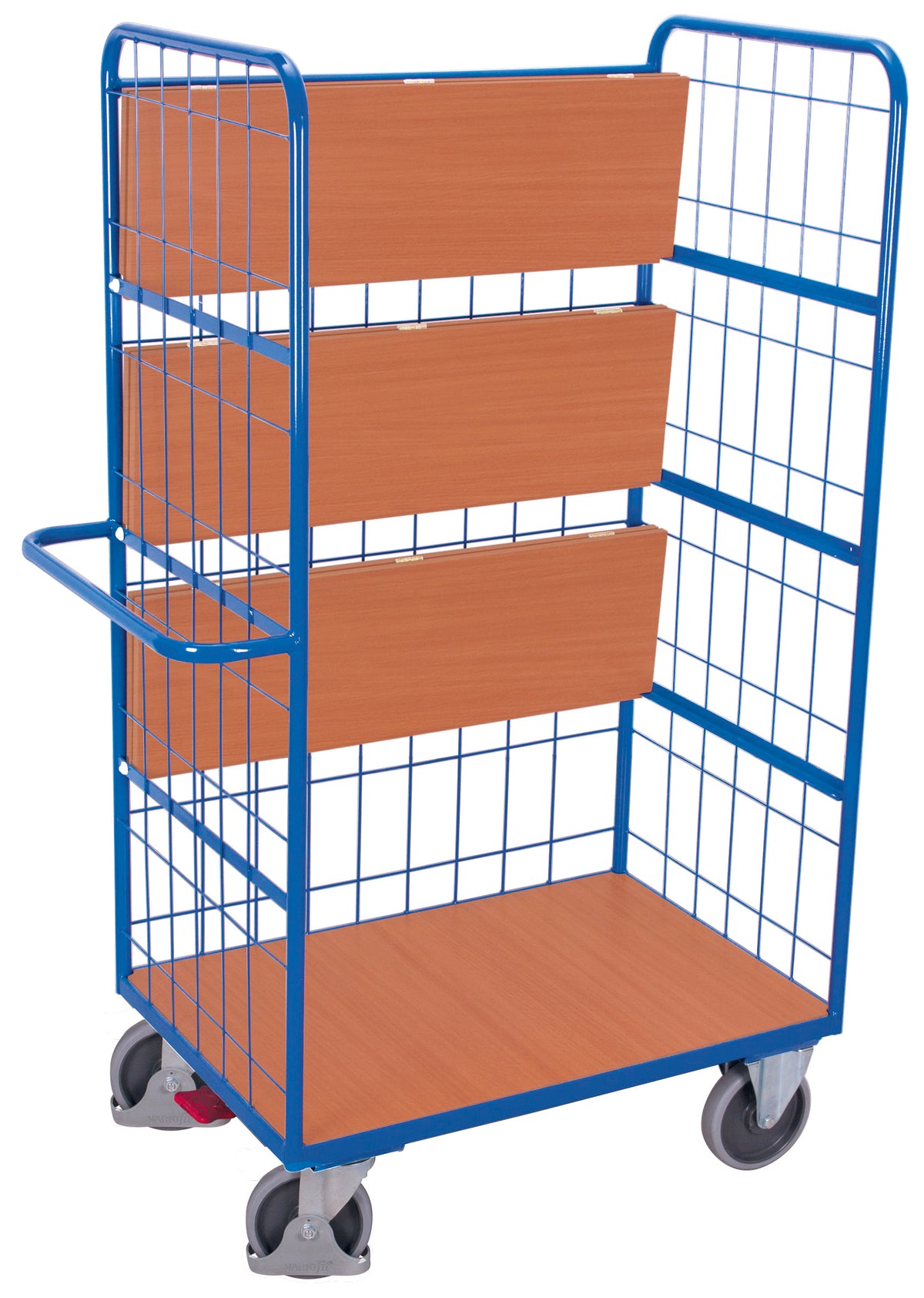 VARIOfit Hoher Etagenwagen mit drei klappbaren Etagenböden, EasySTOP