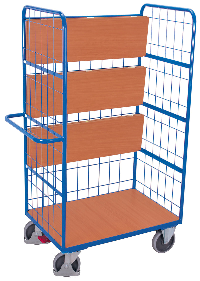 VARIOfit Hoher Etagenwagen mit drei klappbaren Etagenböden, EasySTOP