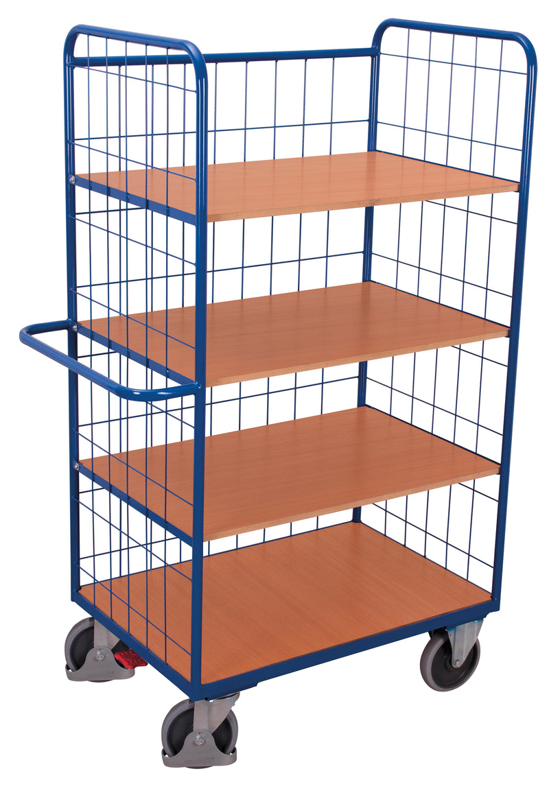 VARIOfit Hoher Etagenwagen mit drei klappbaren Etagenböden, EasySTOP