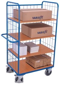 VARIOfit Hoher Etagenwagen mit drei klappbaren Etagenböden, EasySTOP