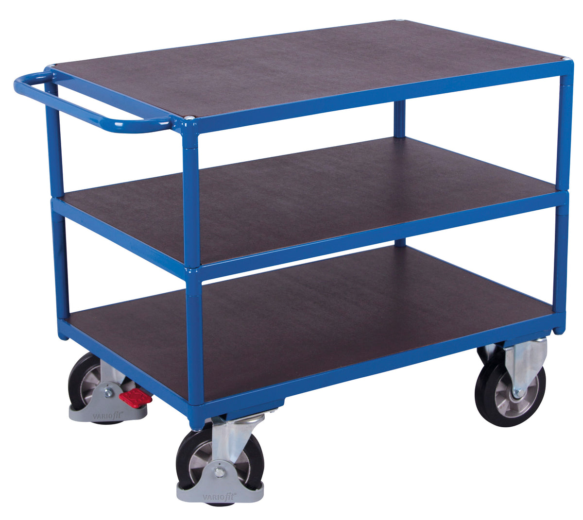 VARIOfit Schwerlast Tischwagen mit drei Ladeflächen, Baukasten-System, EasySTOP