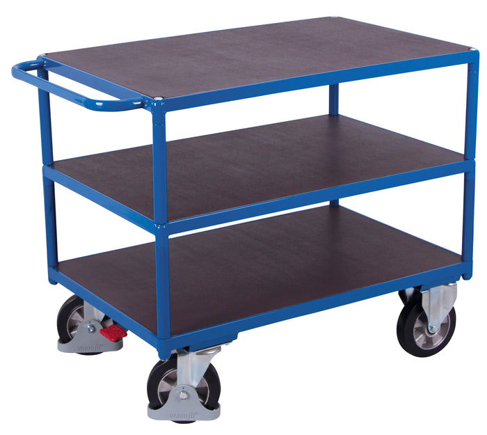 VARIOfit Schwerlast Tischwagen mit drei Ladeflächen, Baukasten-System, EasySTOP