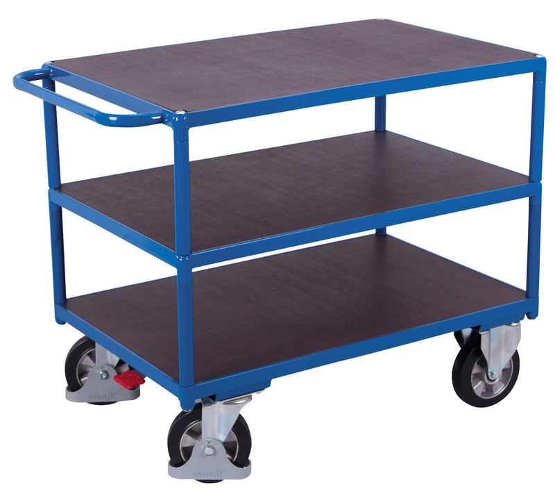 VARIOfit Schwerlast Tischwagen mit drei Ladeflächen, Baukasten-System, EasySTOP