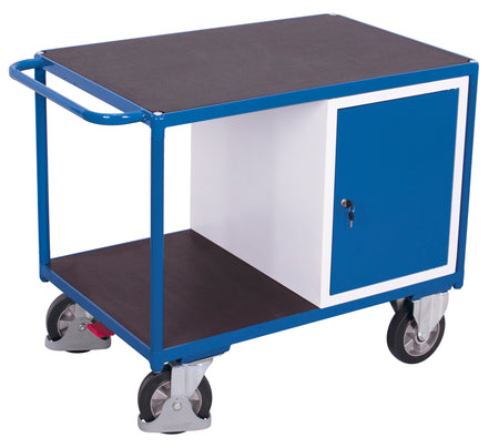 VARIOfit Schwerlast Werkstattwagen mit zwei Ladeflächen und Schrank, EasySTOP