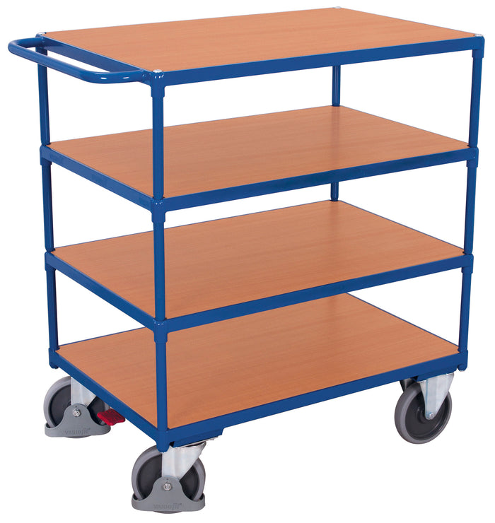VARIOfit Schwerer Tischwagen mit vier Ladeflächen, Baukasten-System, EasySTOP