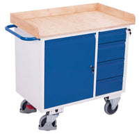 VARIOfit sw-985.002 Werkstattwagen mit vier Schubladen und Rand, EasySTOP