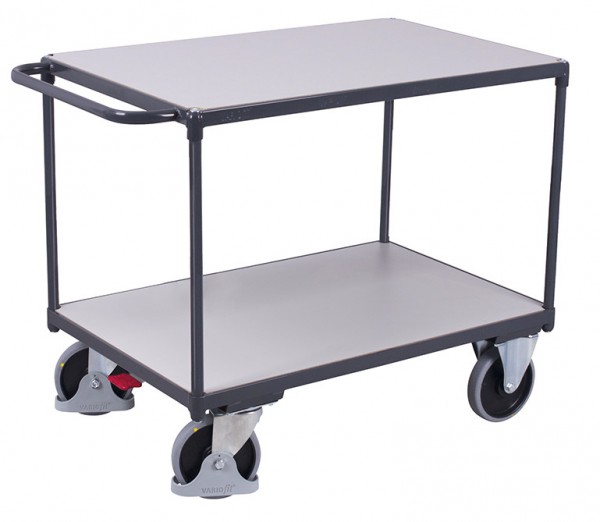 VARIOfit Schwerer ESD Tischwagen mit zwei Ladeflächen, Baukasten-System, EasySTOP