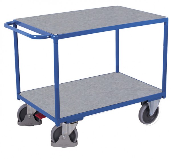 VARIOfit Schwere Tischwagen mit zwei Zinkblechladeflächen, Baukasten-System, EasySTOP