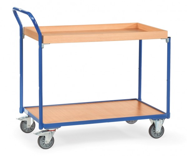 Fetra Leichter Tischwagen mit Holz-Plattform und Holzkasten, 300 kg