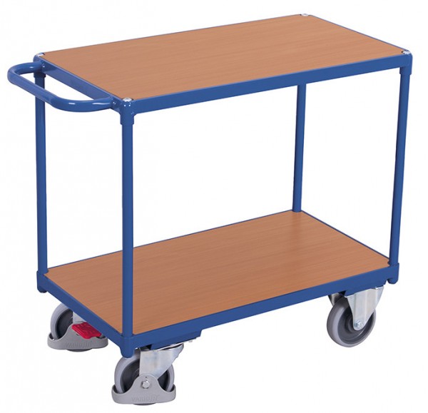 VARIOfit Schwerer Tischwagen mit zwei Ladeflächen, Baukasten-System, EasySTOP